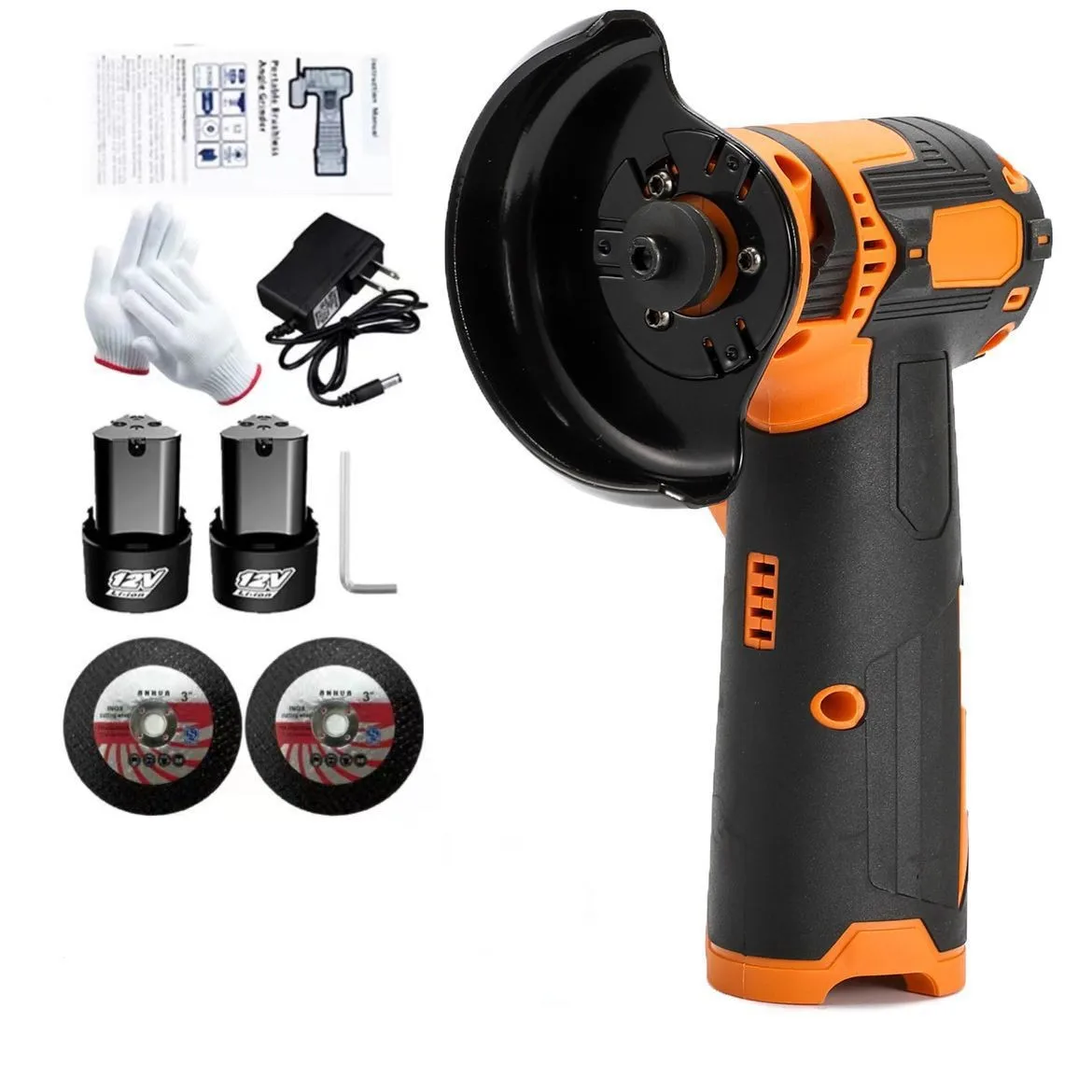 Mini 3-inch 12V Portable Cordless Lithium Battery Electric Angle Grinder Wireless Multi-function Polish Grinding Cutting Machine