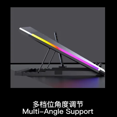  Новый завод RGB игровая клавиатура ноутбука вентилятор Cooler Регулируемая подставка для 5000 об/мин Мощный поток воздуха охлаждающая 12-17