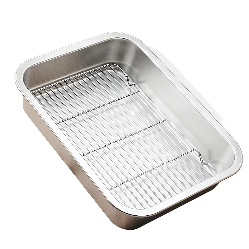 Zhongte Hotel product Stainless steel deep serving tray/baking tray food serving tray/large size square shape plates