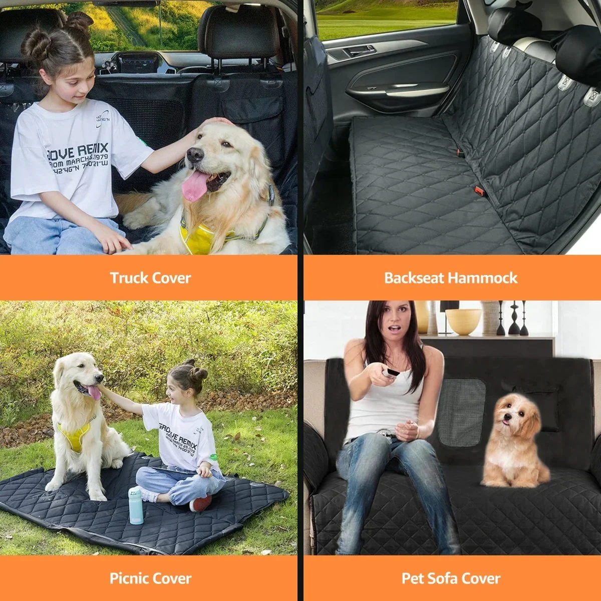 Pawise Large Storage Pocket Pet Dog Back Seat Seat Cover Nonslip Backseat Hammock Dog Travel Car Seat Cover For Car SUV Truck