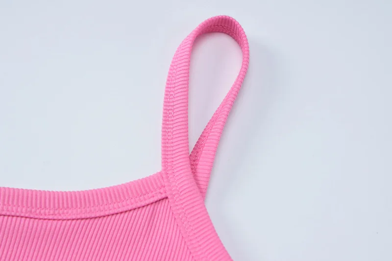 B27535 - modern rib knit sleeveless plain halter simple bodycon casual long dresses for women