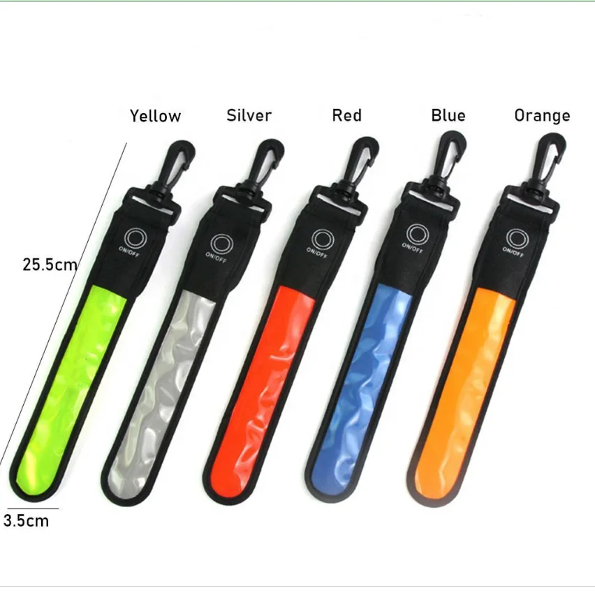Custom Logo LED  Schoolbag Safety Reflective Hanger Backpack Hanging Lights Luminous Armband Arm Belt Band LED Reflective Light