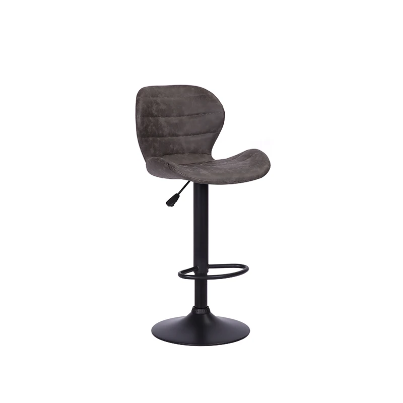 Modern PU Leather Adjustable Swivel Barstools Armless Hydraulic Kitchen Counter Bar Chair Height Square Bar Stool With Back