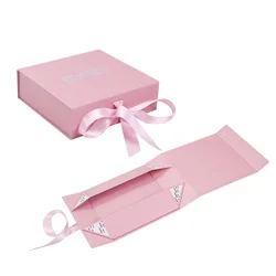 Aliotop Foldable Magnetic Paper Package Gift Box With Ribbon Custom Logo Magnet Foldable Box carton  Packaging