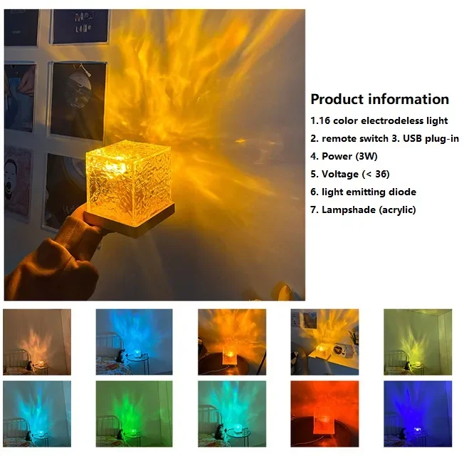 Hot Sale  New LED Dynamic Aurora Nebula Star Night Lamp Water Wave Light Bedside Decorative Light