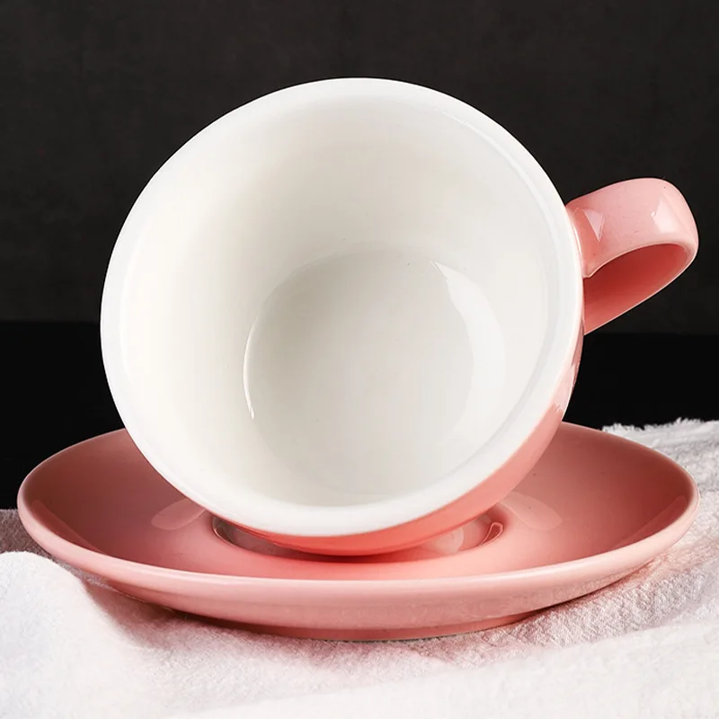 Wholesale Cheap Multi-Color Glazed Porcelain Tea Cup Set Custom Logo Printed Ceramic Cappuccino Coffee Mugs Cup&Saucer