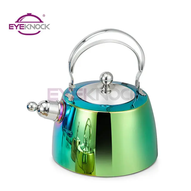 Hot sale 3 Litre stovetop Induction 304 Stainless Steel Water Kettle with Gold PVD coating Whistling Kettle