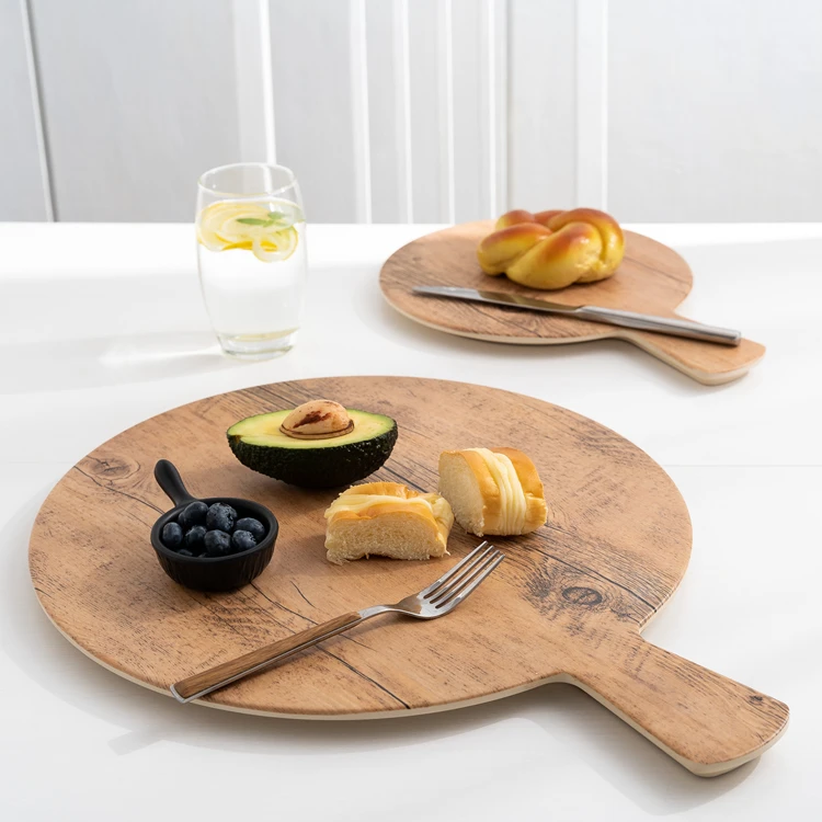 wholesale new wooden design unbreakable round melamine pizza plate