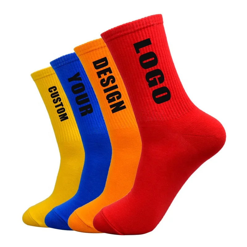 Colorful cotton Crew No Minimum socks kids custom socks athletic Black Man Sport socks custom embroidered logo