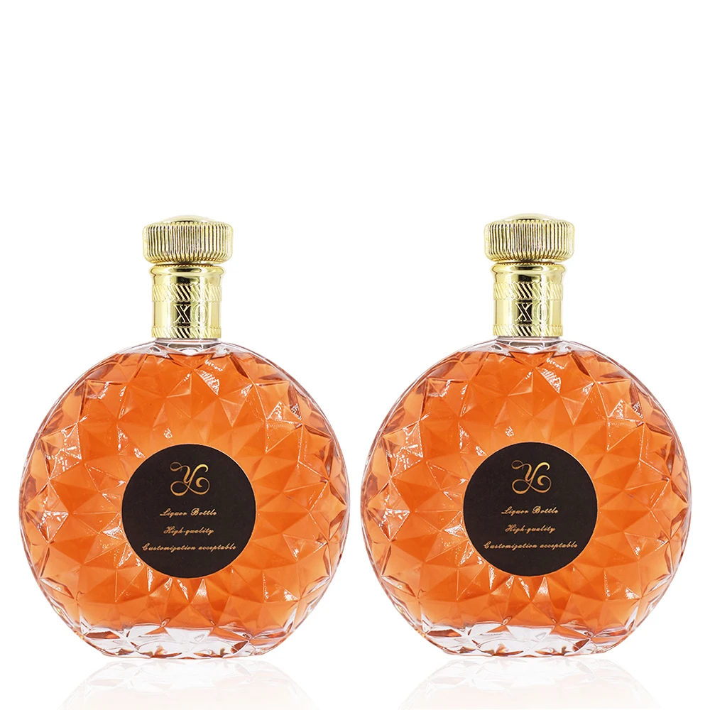 Custom 700ml 730ml Brandy Liquid Rum Spirit Gin Alcohol Vodka Whiskey Glass Bottles with Cap