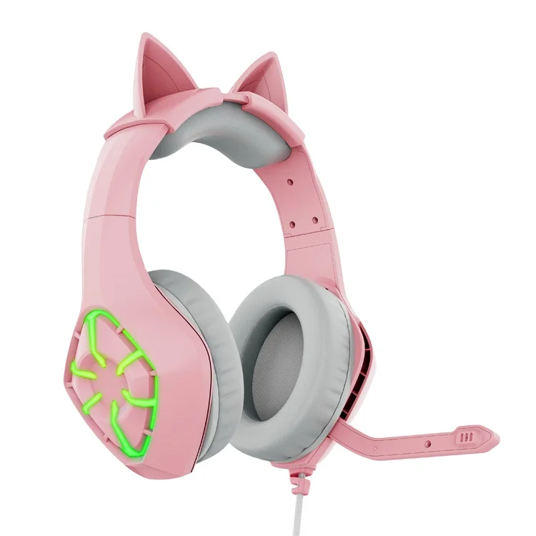 Rgb Light Wired Headphones Cute Cat Ears With Mic Control Led Kid Girl Stereo Music Helmet Phone Compatible Headset