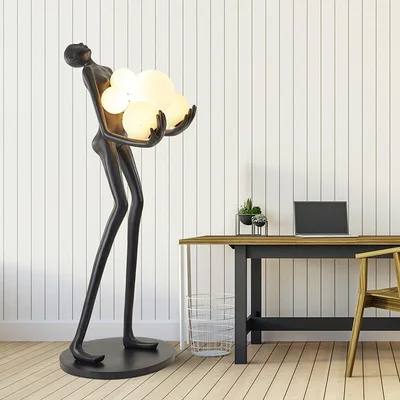 Wholesale Modern Hotel Floor Lamp - LED Sculpture Design with Human Art Ball Holder for Indoor Decor