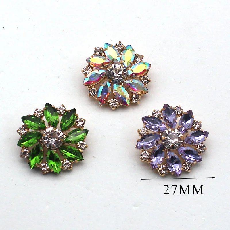 New Design crystal Round Rhinestones 27mm sew on claw rhinestone brooches Glass Rhinestones for garment accessory