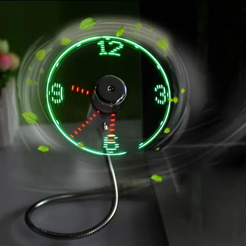 New USB Clock Fan with Real Time Clock and Temperature Display  Gft with LED Light New Cool Gadgets Products for Laptop