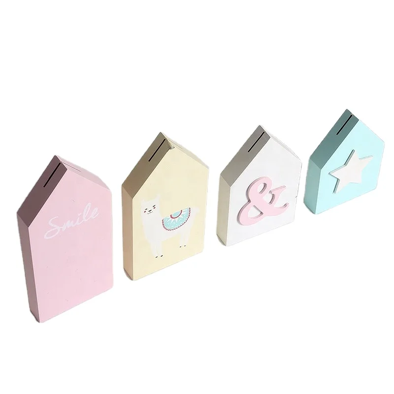 Plain Wood Glitter Glass Shadow Box Piggy Bank Photo Frame Money Box