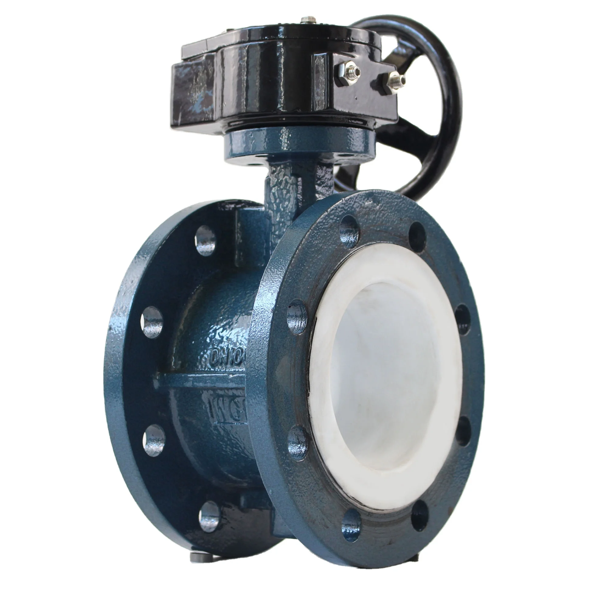 Dn300 ручной червячный зубчатый резиновый уплотнительный центр Ptfe облицованный фланцевый клапан-бабочка