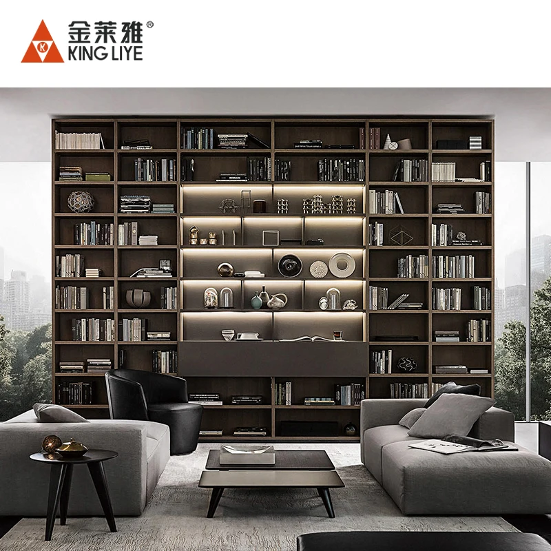 Wall-mounted Book Shelf Top Quality Custom Italian Contemporary Light Luxury Modern Aluminum Bokcase Storage