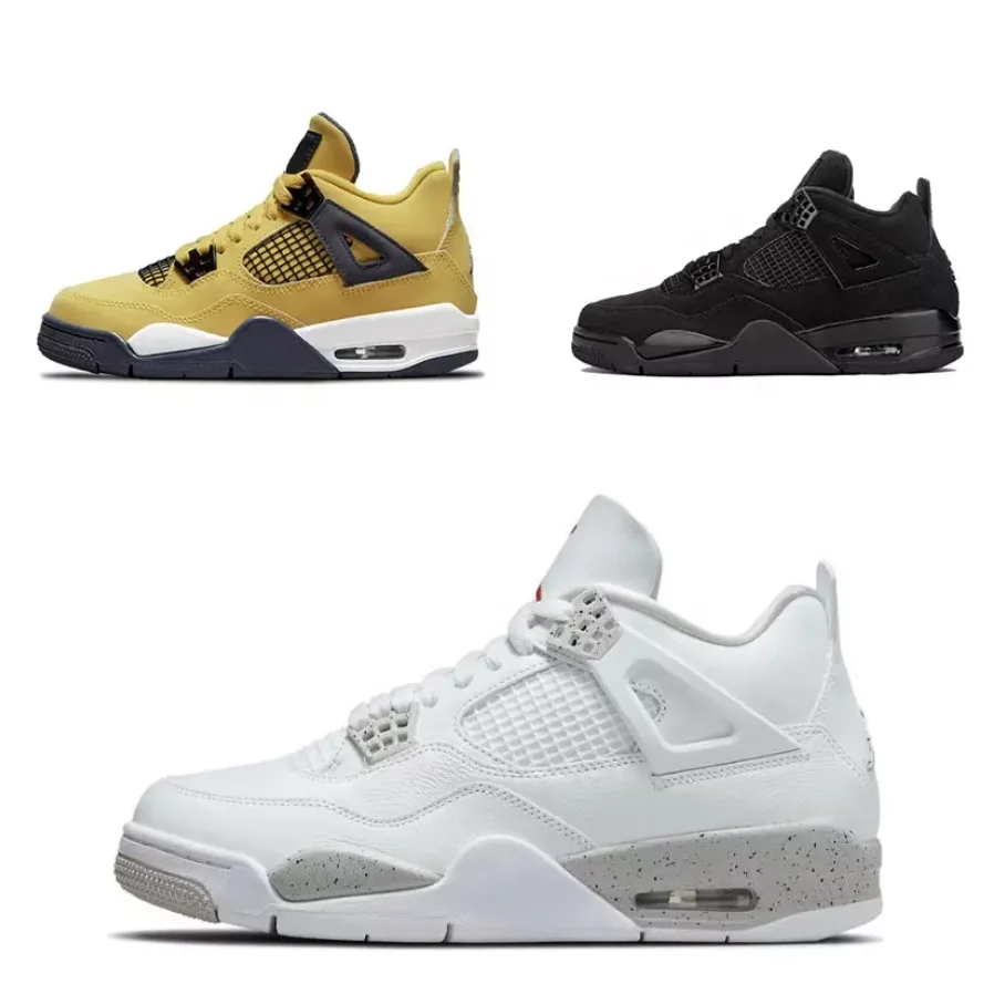 Wholesale  basketball shoes OG jordans 4s UNIVERSITY BLUE Oreo Culture Sneakers Fashion Retro 4 Black Cat Sneakers