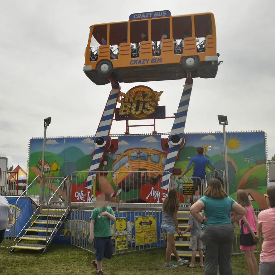 Equipment manufacturer factory exports amusement park rides Extreme Kids Flying Bus family rides for sale