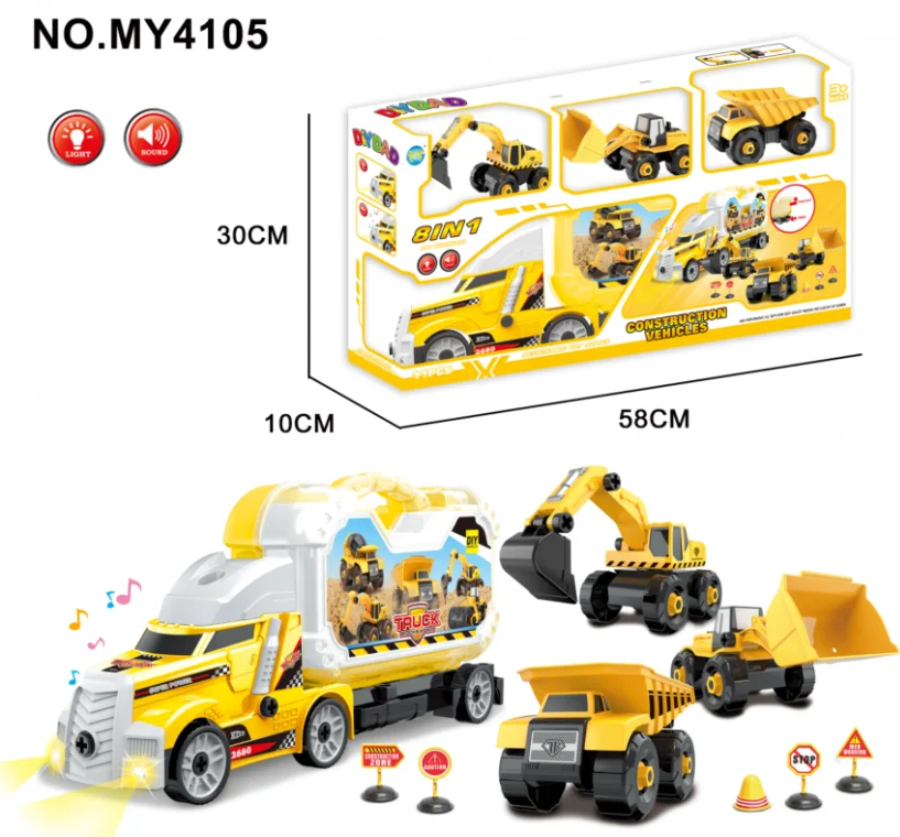 Wholesale Diy Building Construction Vehicles Excavators Truck Model Toy Inertia Toy Car Educational Gift Toys For Baby Boys Girl