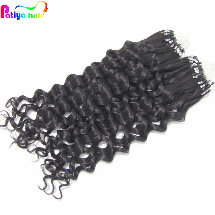 2025 new product double drawn Micro loop hair extensions remy 100% Peruvian human hair extension curly microlinks Italian curly