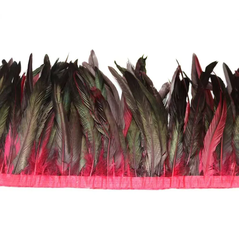 10-12inch (25-30cm) Decor Half Bronze Coque Rooster Feathers Fringe Ribbon Trim Carnival Festival Cock Tail Feather Trimming