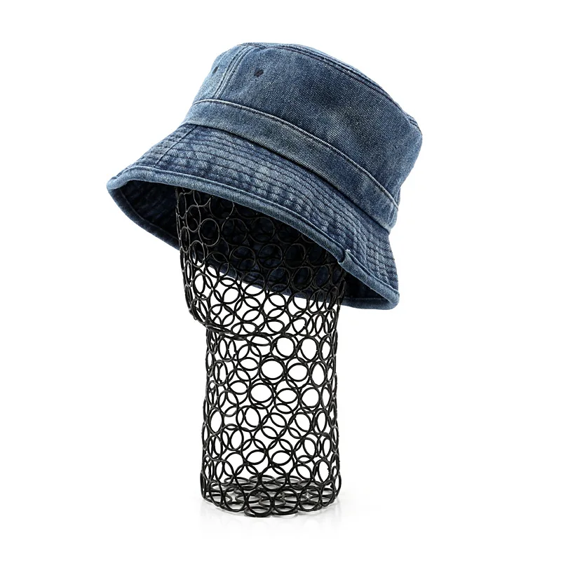 Wholesale Blank Designer Plain Blue Jean Washed Custom Denim Bucket Hat
