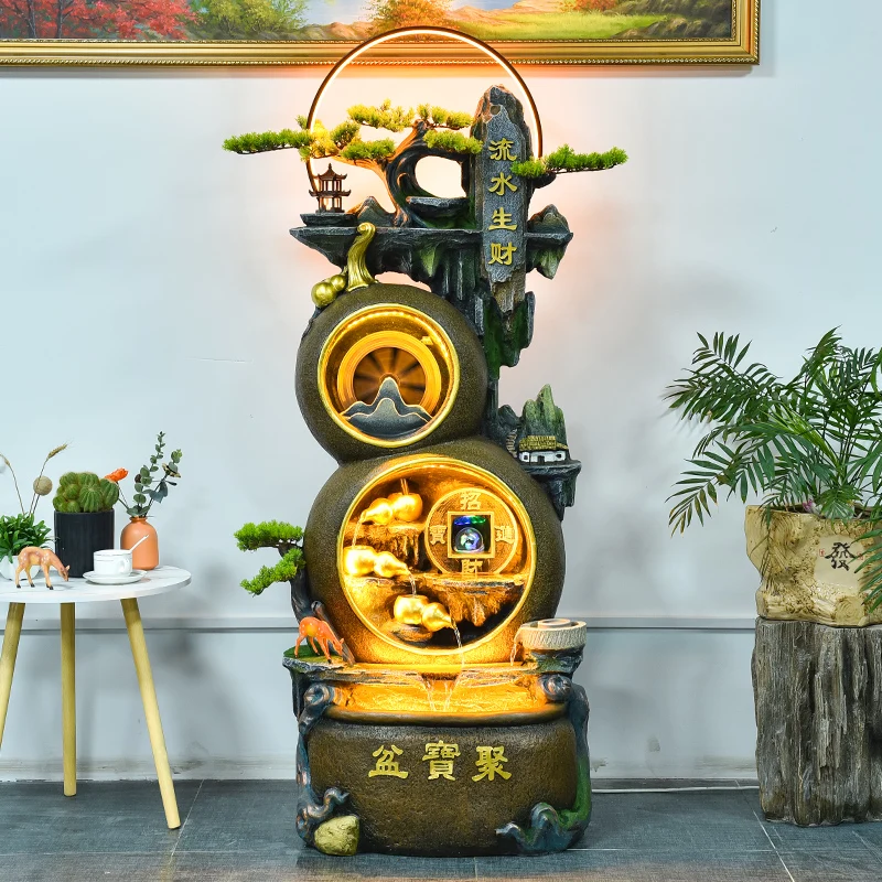 Fortune seeking Feng Shui Wheel Gourd Rockery Water Fountain Ornament Recirculating Water Office Wealth making Decoration