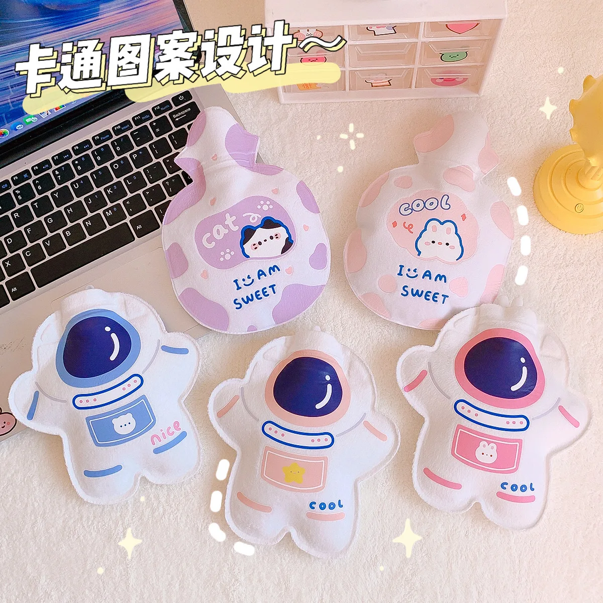 Cute Cartoon PVC Hot Water Bottle Bag Soft Cozy Cover Heat Reusable Hand Warmer Mini Hot Water for Keep warm Office Hot PackX