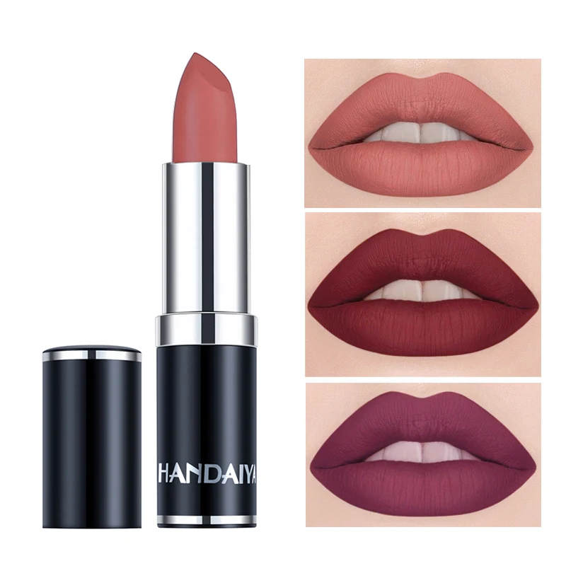 HANDAIYAN 12 Color classic lipstick private label waterproof nude packaging lipgloss lipmatte matte lipsticks dark colours