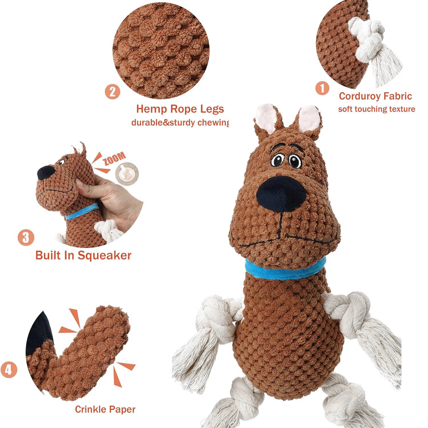 Wholesale Manufacturer Plush Squeaky Chew Pet Rope Indestructible Dog Pet Squeak Toys