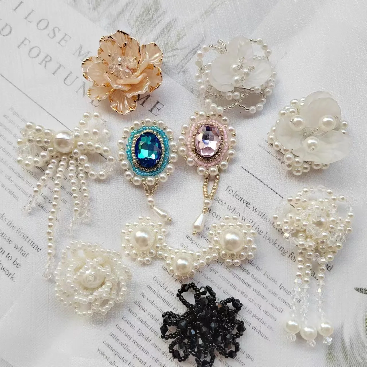 Pearl Rhinestone Patches Iron on Stickers Applique 3D Handmade Beaded Diy Letter Design Pearl Rhinestones