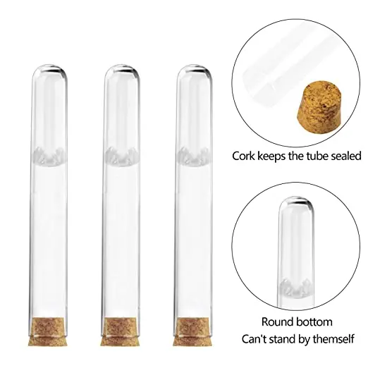 12*75mm Round Bottom Plastic Test Tube Sample Tubes with Screw Lab
