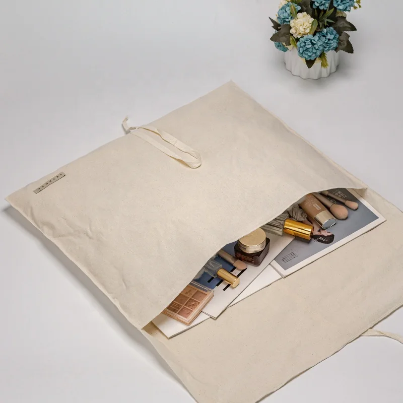 Custom Logo Printed Recyclable Cotton Soft Gift Envelope Flap Jewelry Package Pouch Handbag Shoe Cosmetic Dust Bag
