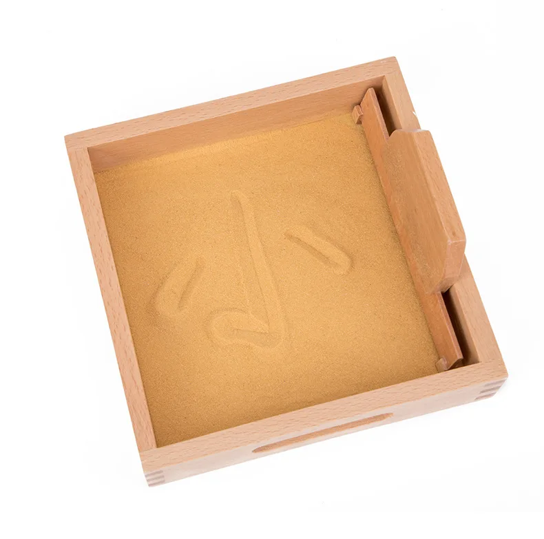 Montessori Writing Practice Box Toy Wooden Montessori Box with Sand Child Educational Teaching Kids Sand Scraper Box