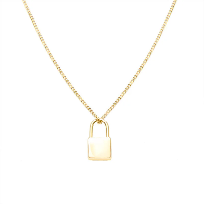 Hot Selling Women Accessories 18K Gold Plated Lock Pendant Stainless Steel