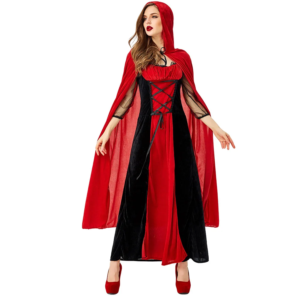 Sexy Vampire Dracula Adult Woman Costume Halloween Female little red riding hood cosplay costume queen performance Capes costume