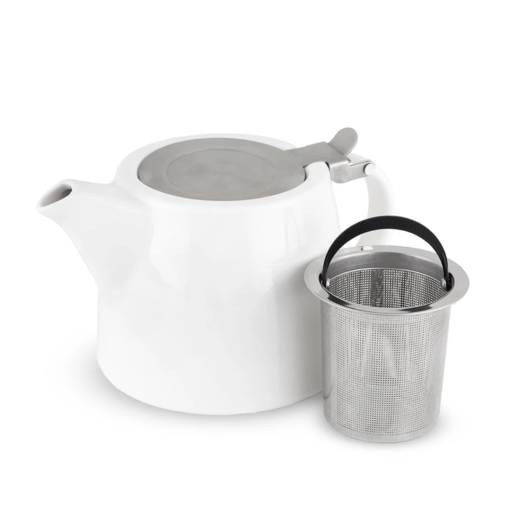 18oz Custom Design Ceramic Teapot with Stainless Steel Infuser