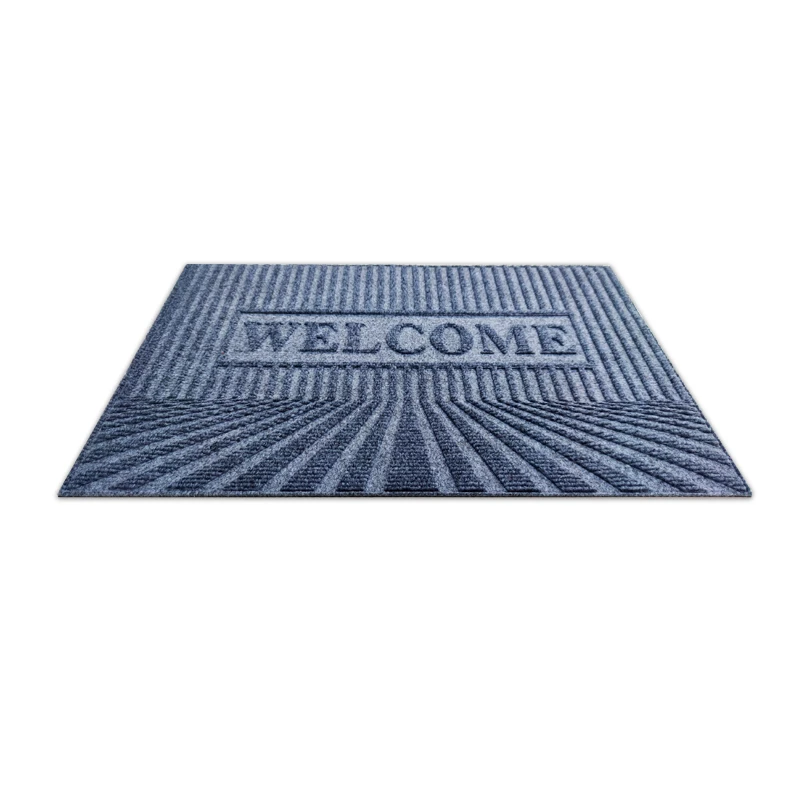 Customizable polyester needle punched double rib TPE doormat outside outdoor front door mat