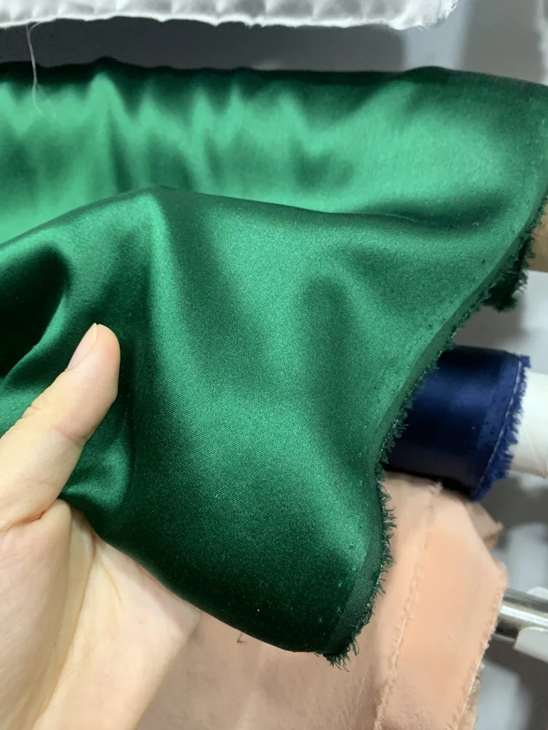 Wholesale Woven Polyester Double Sided Stretch Printed Silk Bridal Duchess Liquid Satin Spandex Fabric