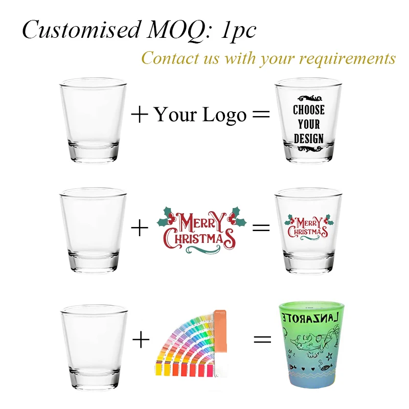 Free Sample Custom Shot Glasses Roast Flowers Laser Carved 1.8oz 55ml Shot Glass square Cup Mini Coffee Cup for bar