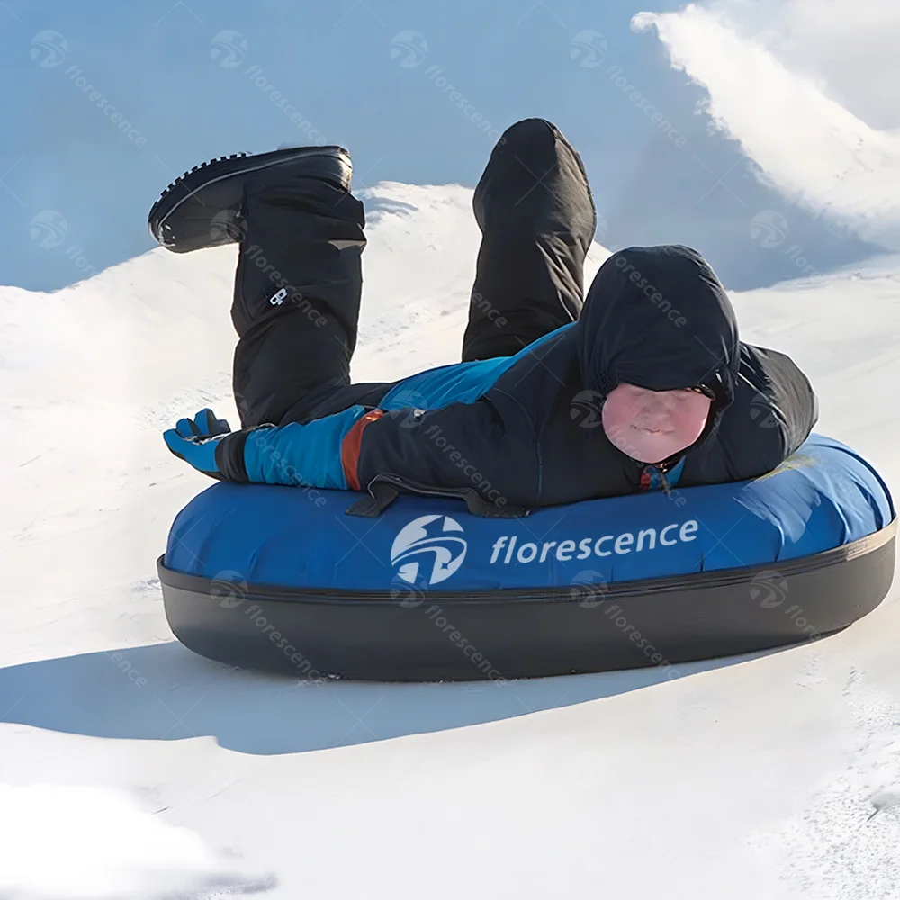 Heavy Duty Inflatable PVC Snow Sled Tube Double Large with Premium Canvas Cover for Wintertime Snow Tubing Adventures