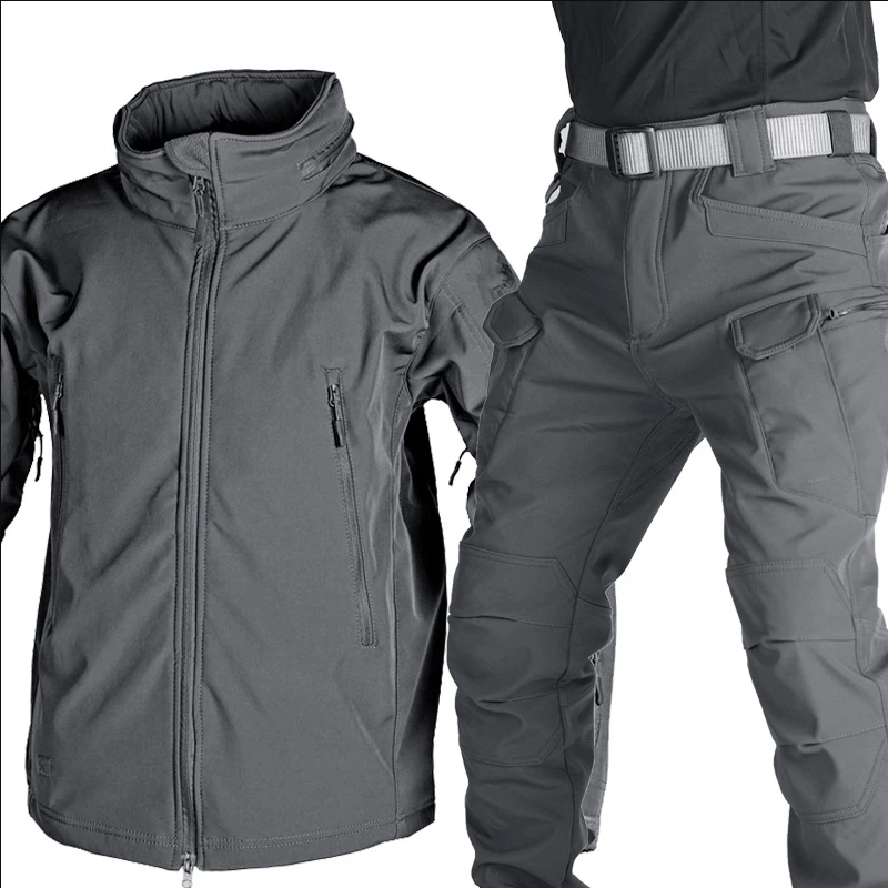 Winter Shark Softshell Suit For Men Waterproof And Windproof Jacket Suit Warmth Windbreaker Tactical Jacket Uniform