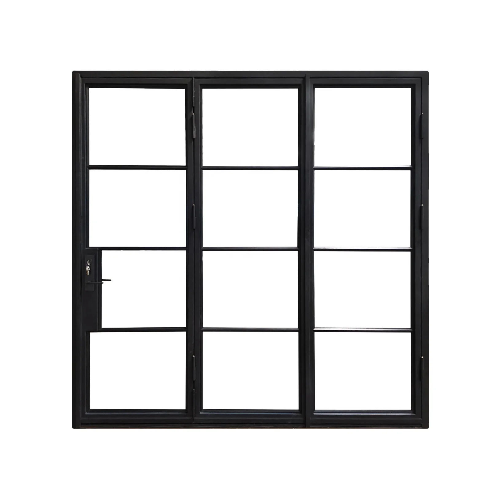 Iron Steel Door Double Folding Forged Modern Minimalist Foldable Enter French Custom Double-layer Glass Matt Black SY Interior