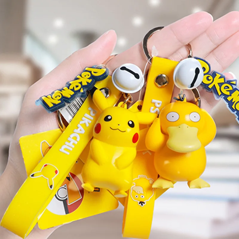 6 цветов высококачественный 3D мини-фигурка Пикачу Пика Псайдак Jigglypuff Charmander Pokeball монстр брелок с колокольчиком