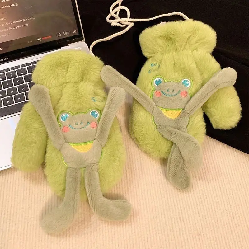 Yellow Duck Riding Gloves Women Winter Cute Funny Plush Warm Halter With Fingers Fleece-lined Student Cold-proof Gloves