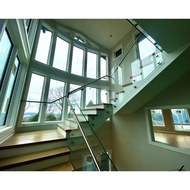 glass guardrail Durable Aluminum Base U Channel Railing for Outdoor Space Balcony Deck Roof Frameless Glass Railing Handrail