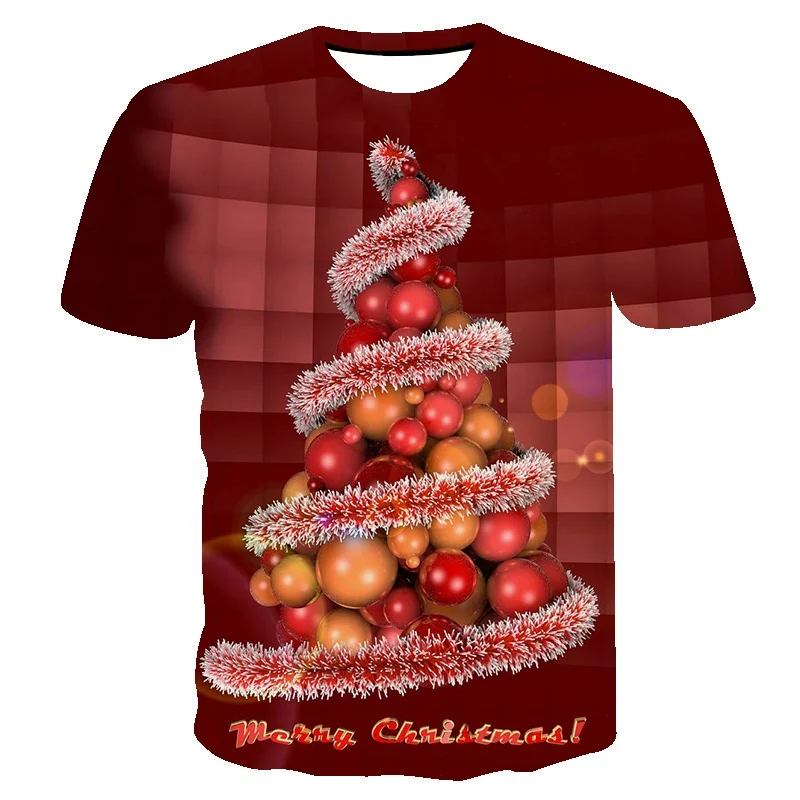 Cute Short Sleeve 3D Print Merry Christmas Graphic Tee Shirts Tops for Women Men Chiristmas T-Shirts