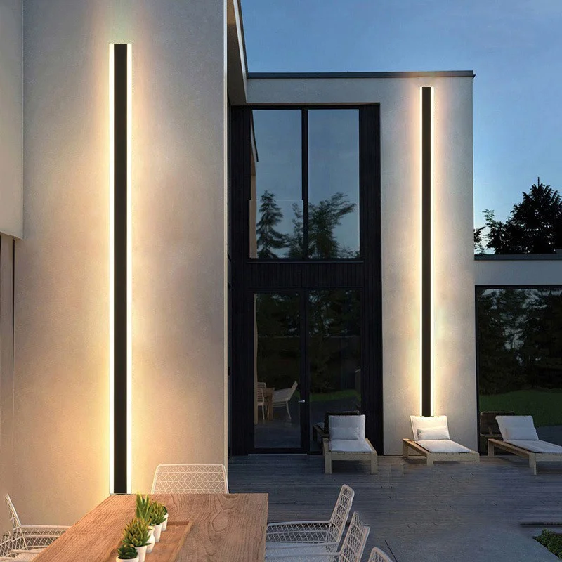 110v 220v Modern Decoration Outdoor Exterior Linear Strip Wall Lamp Outside Sconce Long Led Wall Light