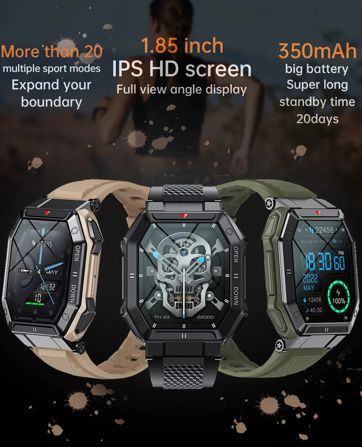 Смарт-часы K55 для мужчин Android с сердечным ритмом спортивные браслеты IP68 водонепроницаемый фитнес-трекер